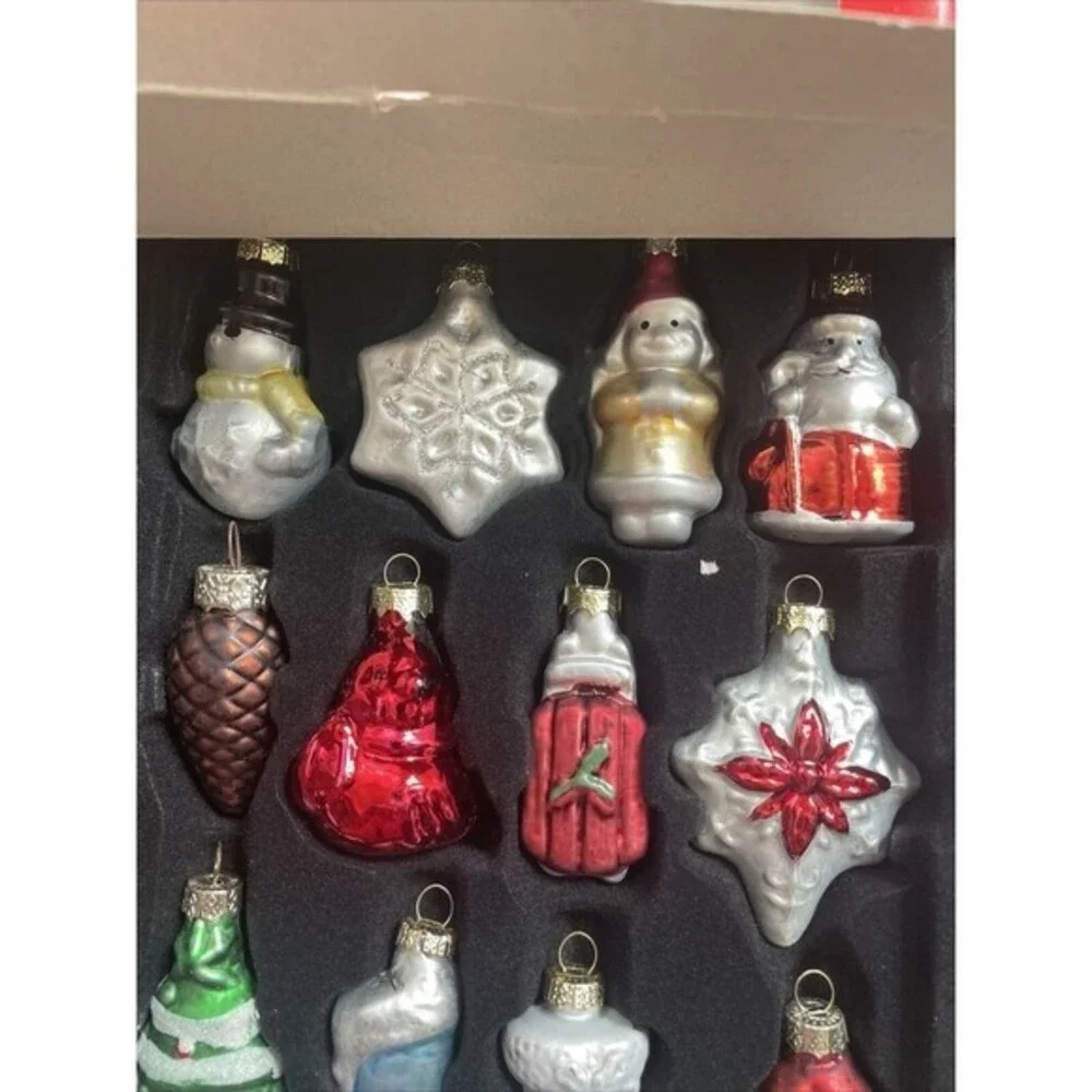 Merry Brite 12ct  Blown Glass Christmas Mini Ornaments 2.5 in 2011 CVS New